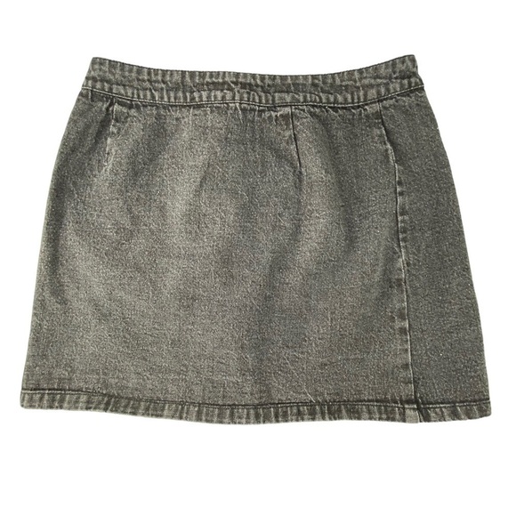 Lulus black faded denim button front flare mini skirt, M - Picture 2 of 9